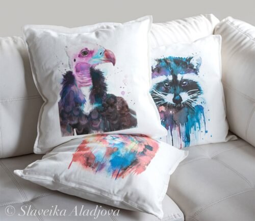 White-headed vulture art Pillow cover