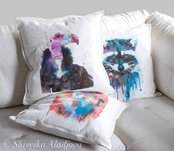 White-headed vulture art Pillow cover White-headed vulture art Pillow cover