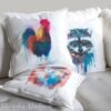 Rooster Colorful art Pillow cover