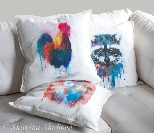 Rooster Colorful art Pillow cover