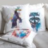 Royal penguin art Pillow cover