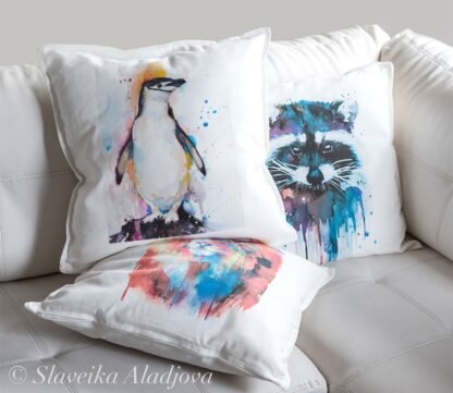 Rockhopper penguin art Pillow cover