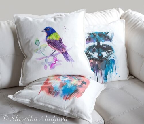Painted-Bunting art Pillow cover