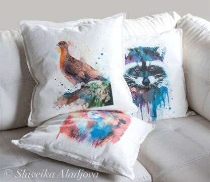 Red grouse art Pillow cover
