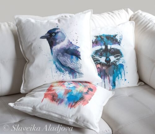 Jackdaw art Pillow cover