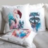 Lesser flamingo art Pillow cover