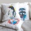 Macaroni penguin art Pillow cover