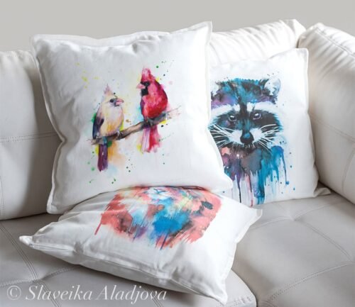Cardinal Birds art Pillow cover