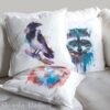 Hooded crow art Pillow cover