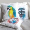 Blue and yellow macaw art Pillow cover Blue and yellow macaw art Pillow cover