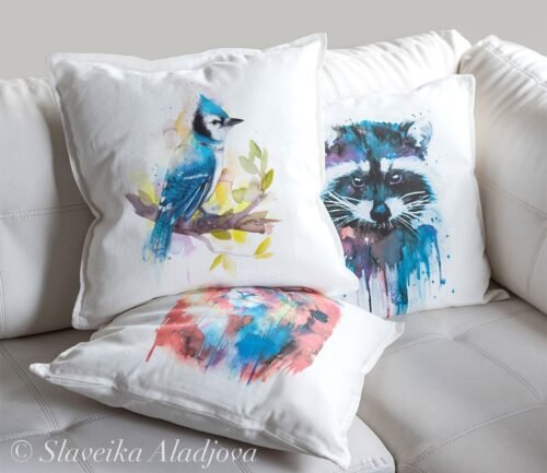 Blue Jay art Pillow cover