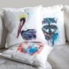 Brown pelican art Pillow cover