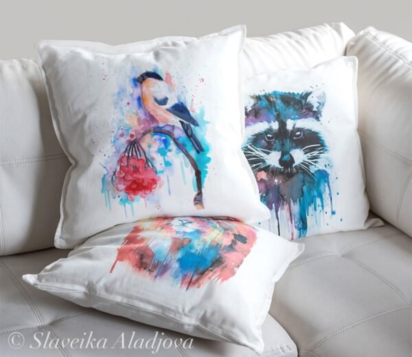 Bullfinch art Pillow cover