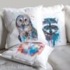 Great grey owl art Pillow cover