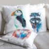 Atlantic puffin art Pillow cover Atlantic puffin art Pillow cover