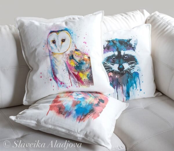 Barn owl art Pillow cover Barn owl art Pillow cover