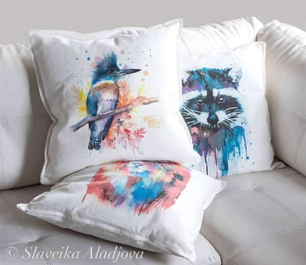 Belted Kingfisher art Pillow cover