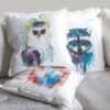 Black-and-white hawk-eagle art Pillow cover
