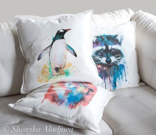 Gentoo penguin art Pillow cover