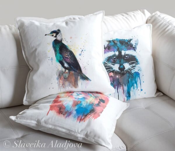 Great cormorant art Pillow cover
