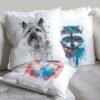 Black and white Cairn Terrier art pillow cover