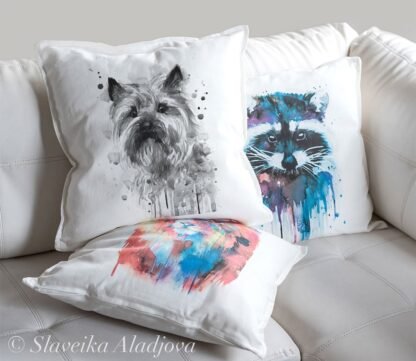 Black and white Cairn Terrier art pillow cover