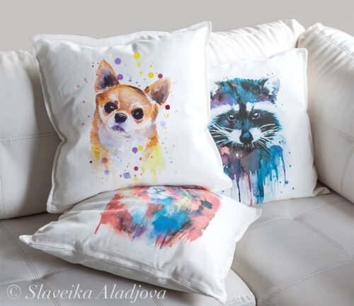 Chihuahua art pillow cover