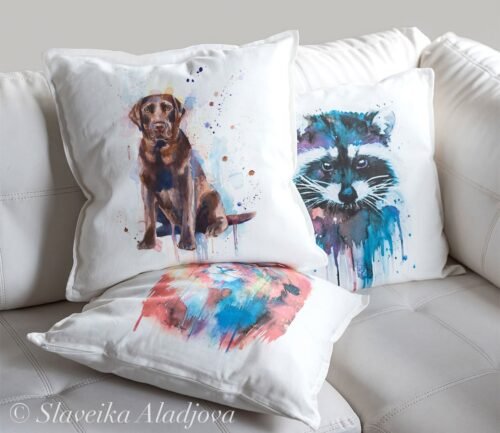 Chocolate Labrador art pillow cover