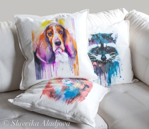 Basset art pillow cover