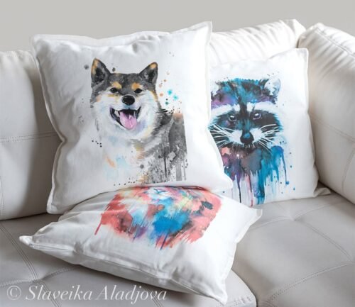 Black And Tan Shiba Inu art pillow cover