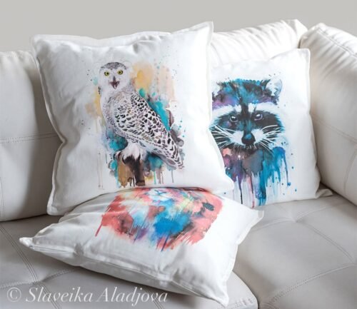 Snowy Owl art Pillow cover