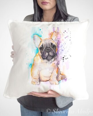 Fawn French Bulldog pillow cover