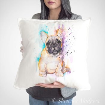 Fawn French Bulldog pillow cover