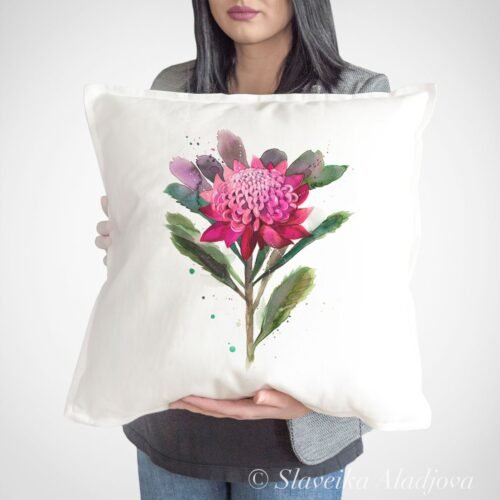 Waratah art pillow cover