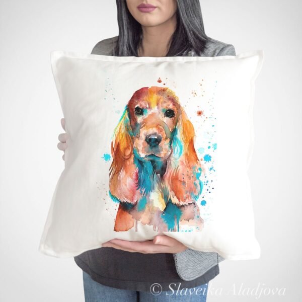 English Cocker Spaniel art pillow cover