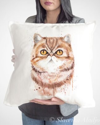 Exotic Shorthair cat art pillow cover