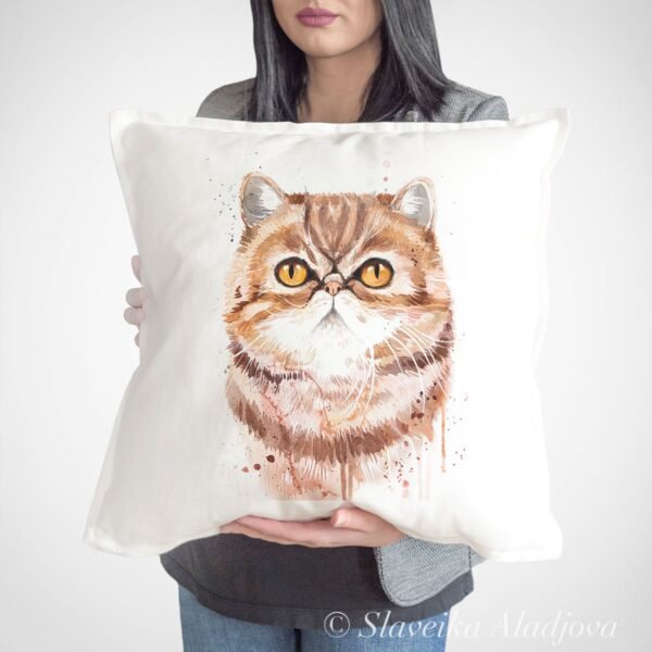 Exotic Shorthair cat art pillow cover