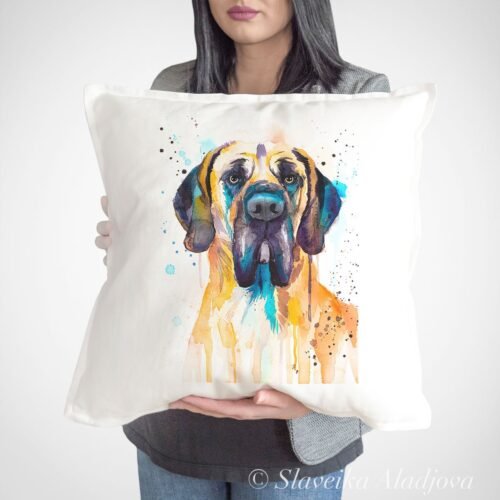 Fawn Great Dane art pillow cover
