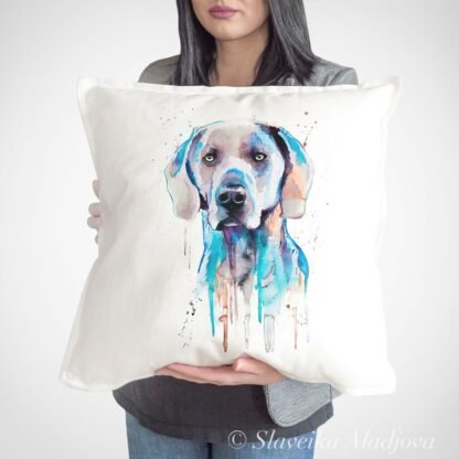 Blue Weimaraner art pillow cover