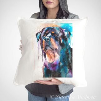 Rottweiler art pillow cover