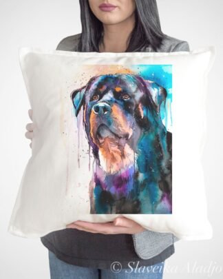 Rottweiler art pillow cover