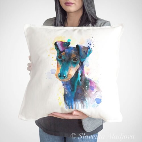 Manchester Terrier art pillow cover