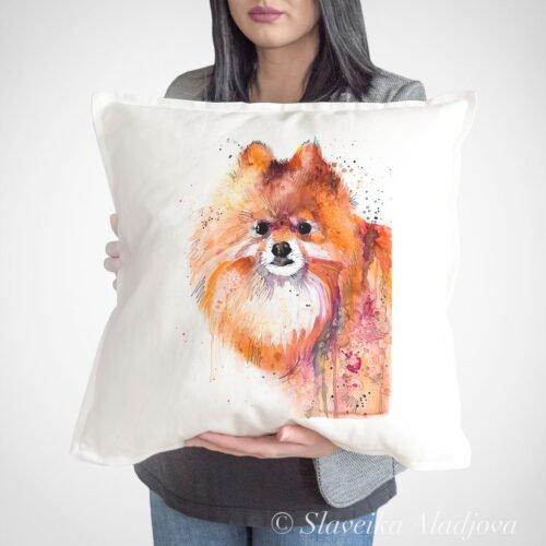 Pomeranian art pillow cover