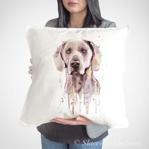 Weimaraner art pillow cover