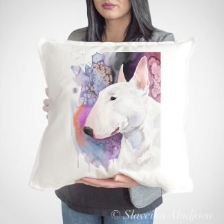 Bull Terrier art pillow cover