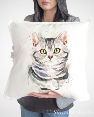 American shorthair cat art pillow cover