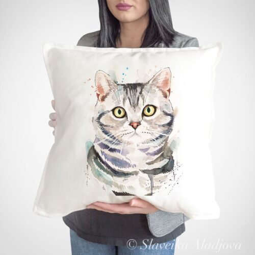 American shorthair cat art pillow cover