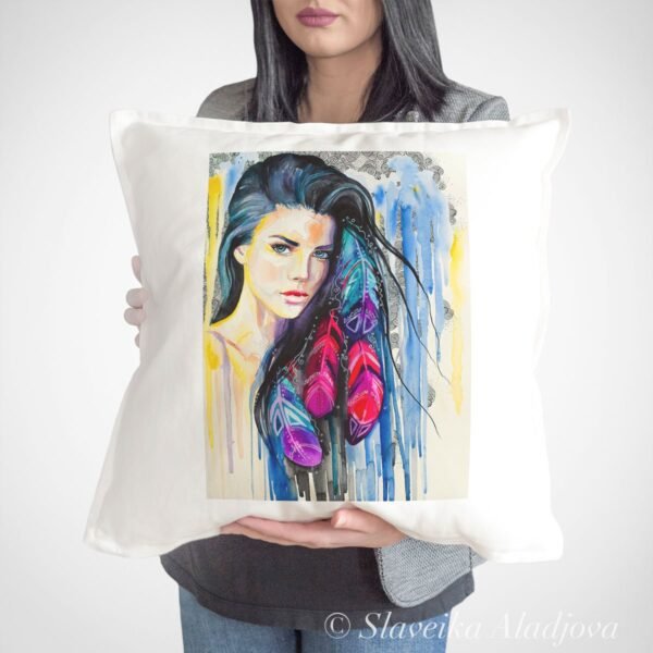 Girl portrait art pillow cover Girl portrait art pillow cover