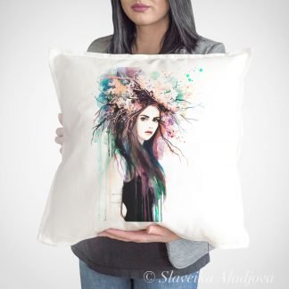 Spring girl art pillow cover