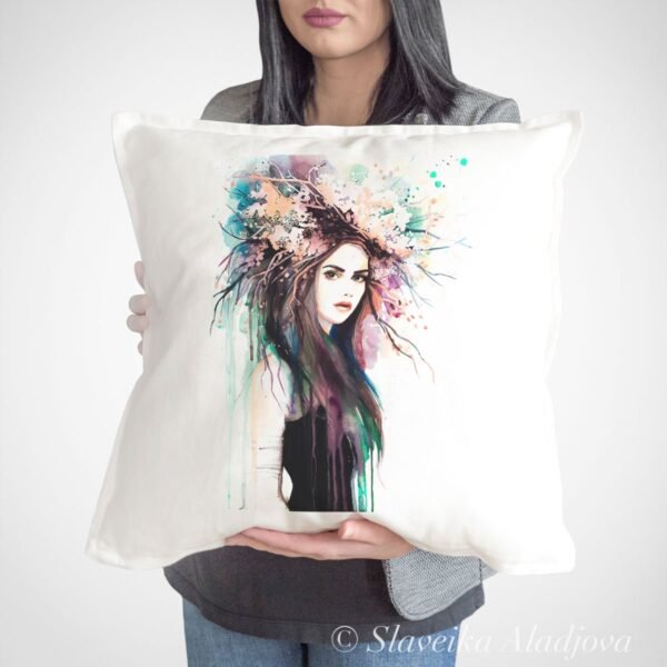 Spring girl art pillow cover